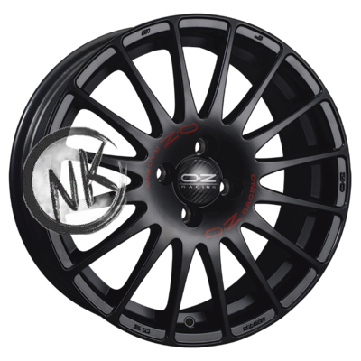 OZ 8×17/5×112 ET35 D75 Superturismo GT Matt Black + Red Lettering