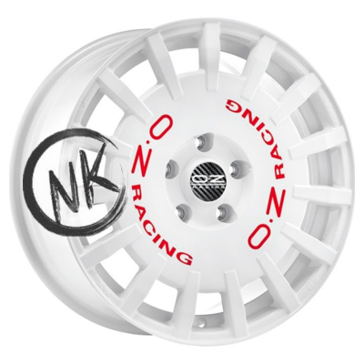 OZ 8×17/5×100 ET48 D68 Rally Racing Race White + Red Lettering